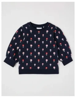 Sprout Essential Ditsy Floral Sweat Top In Navy