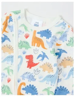 Sprout Essential Jersey Dino Coverall Bright in White