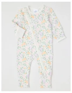 Sprout Essential Jersey Ditsy Floral Coverall in White
