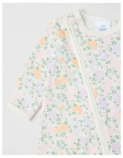 Sprout Essential Jersey Ditsy Floral Coverall in White