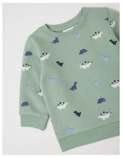 Sprout Essential Mini Dino Sweat Top In Green