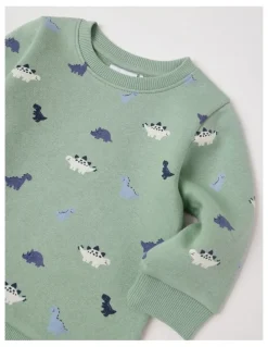 Sprout Essential Mini Dino Sweat Top In Green