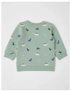 Sprout Essential Mini Dino Sweat Top In Green