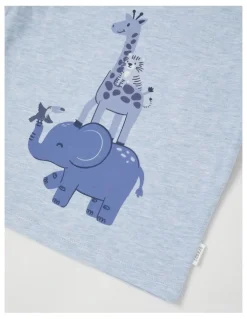 Sprout Essentials Animal Stack Marle T-Shirt in Blue Marle