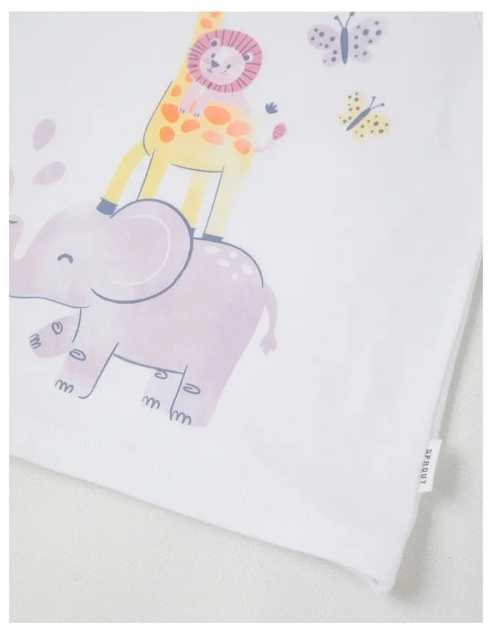 Sprout Essentials Animal Stack T-Shirt in White