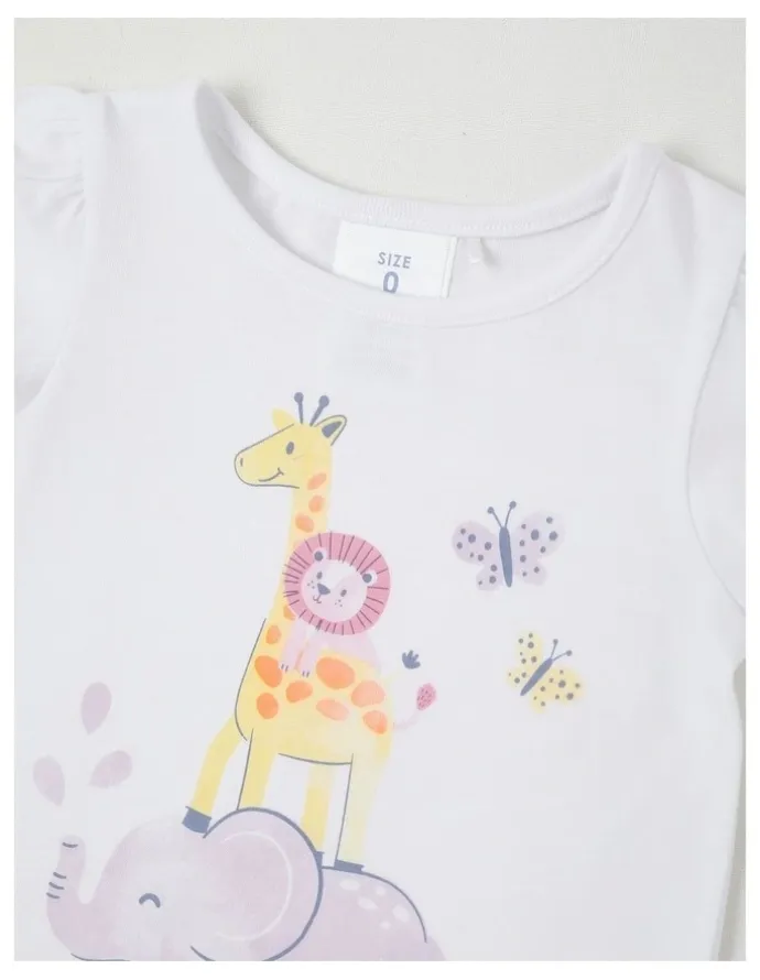 Sprout Essentials Animal Stack T-Shirt in White