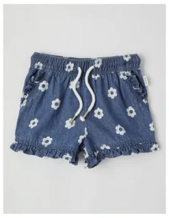 Sprout Essentials Chambray Shorts in Dusty Blue