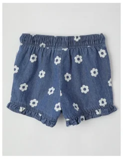 Sprout Essentials Chambray Shorts in Dusty Blue