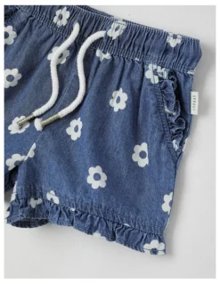 Sprout Essentials Chambray Shorts in Dusty Blue