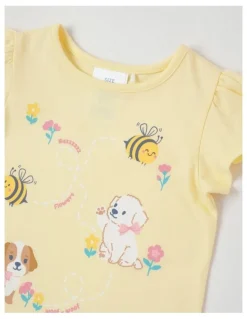 Sprout Essentials Puppy & Bees T-Shirt in Yellow
