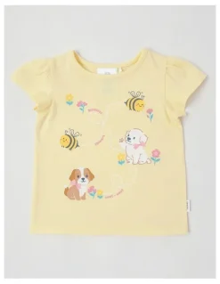 Sprout Essentials Puppy & Bees T-Shirt in Yellow