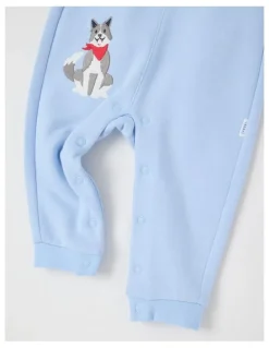 Sprout Farm Dog Fleece Overall Set in Bluestone