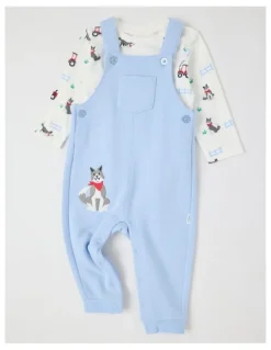 Sprout Farm Dog Fleece Overall Set in Bluestone