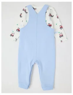 Sprout Farm Dog Fleece Overall Set in Bluestone
