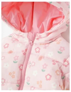 Sprout Flower Puffer Jacket in Pale Pink