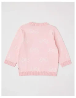 Sprout Intarsia Bow Jumper in Blush