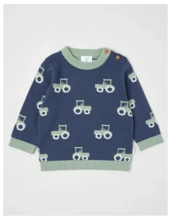 Sprout Intarsia Jumper in Dark Denim