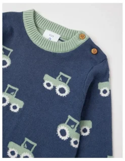Sprout Intarsia Jumper in Dark Denim