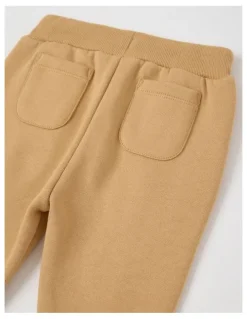 Sprout Knit Pin Tuck Trackpants in Tan