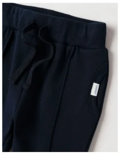 Sprout Knit Pin Tuck Trackpants in Navy