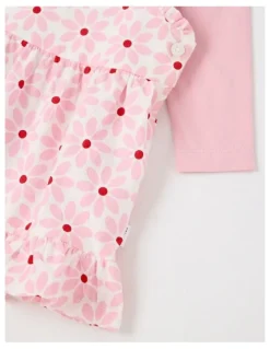 Sprout Long Sleeve Top With Disty Floral Cord Pinafore in Tulip