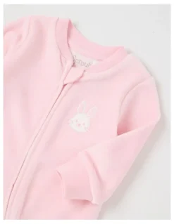 Sprout Newborn Bunny Velour Coverall in Blush