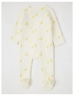 Sprout Newborn Giraffe Quilted Coverall in Cream