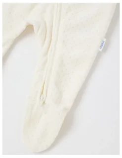 Sprout Newborn Giraffe Velour Embroidered Coverall in Cream