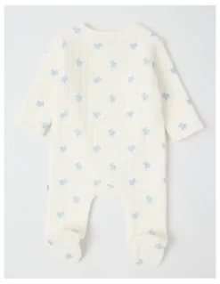 Sprout Newborn Teddy Bear Quilted Coverall in Cream