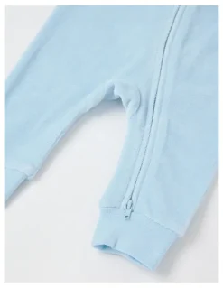 Sprout Newborn Teddy Bear Velour Coverall in Blues