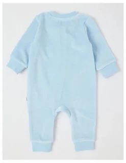 Sprout Newborn Teddy Bear Velour Coverall in Blues