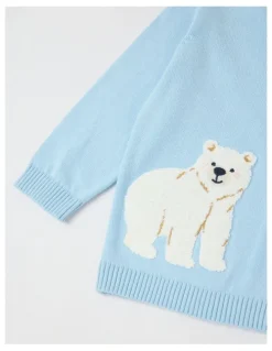 Sprout Novelty Crew Jumper in Bluestone