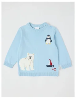 Sprout Novelty Crew Jumper in Bluestone