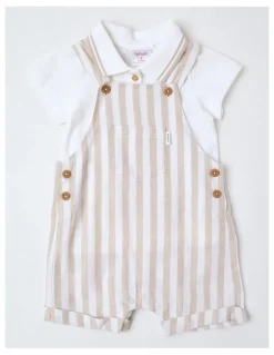 Sprout Occassion Stripe Overall in Set Beige