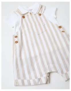 Sprout Occassion Stripe Overall in Set Beige