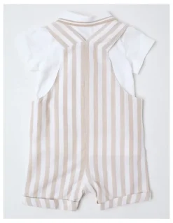 Sprout Occassion Stripe Overall in Set Beige