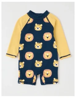 Sprout One Piece Lion Swimwear in Blue Patent
