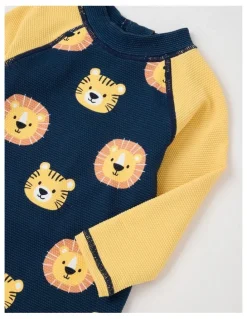 Sprout One Piece Lion Swimwear in Blue Patent
