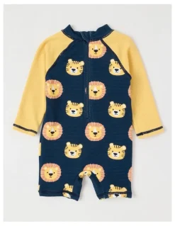 Sprout One Piece Lion Swimwear in Blue Patent