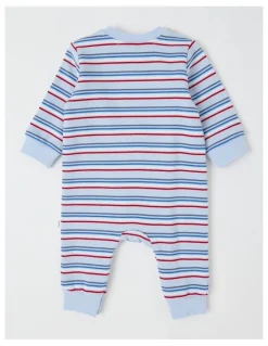 Sprout Polar Bear Fleece Stripe Coverall in Bluestone