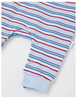 Sprout Polar Bear Fleece Stripe Coverall in Bluestone
