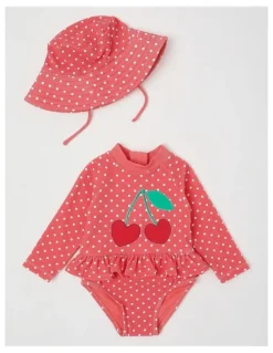 Sprout Polka Dot Cherry Swimwear in Rose Red