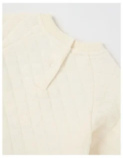 Sprout Quilted Cheryr Applique Sweat Top in Bone