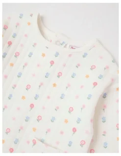 Sprout Quilted Floral Sweat Top in Cream