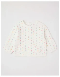 Sprout Quilted Floral Sweat Top in Cream