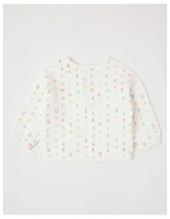 Sprout Quilted Floral Sweat Top in Cream