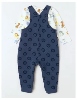 Sprout Quilted Lion Overall Set in Midnight