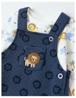Sprout Quilted Lion Overall Set in Midnight