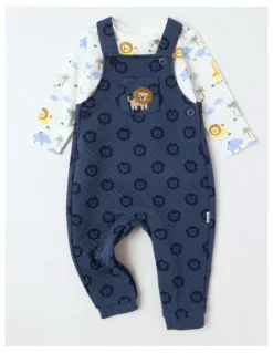 Sprout Quilted Lion Overall Set in Midnight