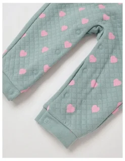 Sprout Quilted Overall Set in Seafoam